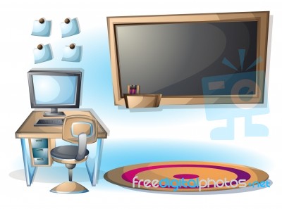 Cartoon  Illustration Interior Classroom With Separated Layers Stock Image