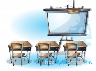 Cartoon  Illustration Interior Classroom With Separated Layers Stock Image