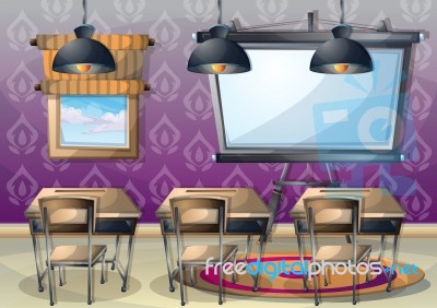 Cartoon  Illustration Interior Classroom With Separated Layers Stock Image