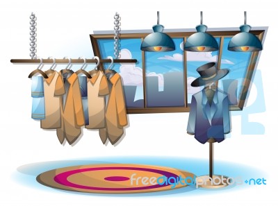 Cartoon  Illustration Interior Clothing Room With Separated Layers Stock Image