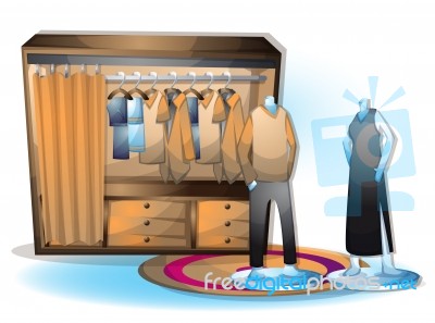 Cartoon  Illustration Interior Clothing Room With Separated Layers Stock Image