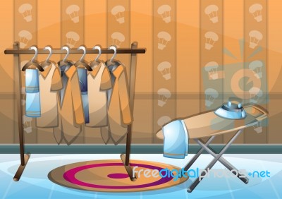 Cartoon  Illustration Interior Clothing Room With Separated Layers Stock Image