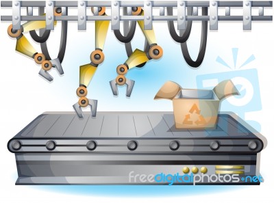 Cartoon  Illustration Interior Factory Room With Separated Layers Stock Image