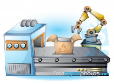 Cartoon  Illustration Interior Factory Room With Separated Layers Stock Image