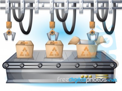 Cartoon  Illustration Interior Factory Room With Separated Layers Stock Image