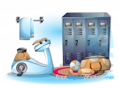 Cartoon  Illustration Interior Fitness Room With Separated Layers Stock Image