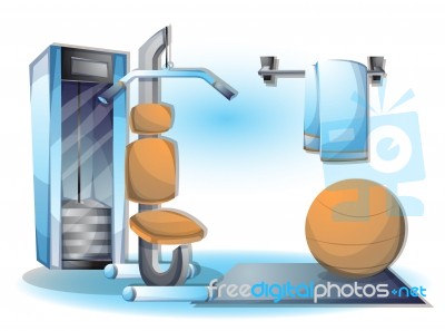 Cartoon  Illustration Interior Fitness Room With Separated Layers Stock Image