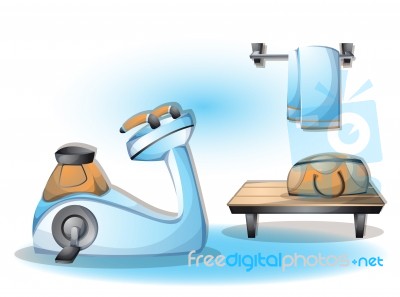 Cartoon  Illustration Interior Fitness Room With Separated Layers Stock Image