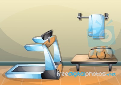 Cartoon  Illustration Interior Fitness Room With Separated Layers Stock Image