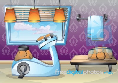 Cartoon  Illustration Interior Fitness Room With Separated Layers Stock Image