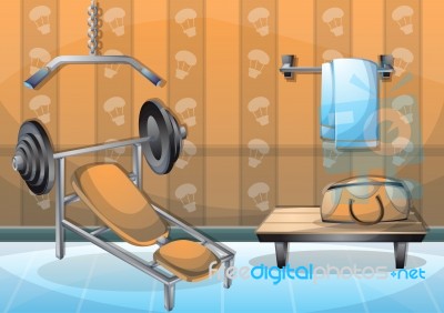 Cartoon  Illustration Interior Fitness Room With Separated Layers Stock Image