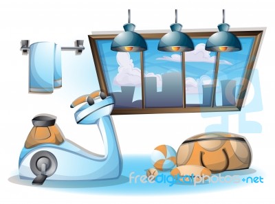 Cartoon  Illustration Interior Fitness Room With Separated Layers Stock Image