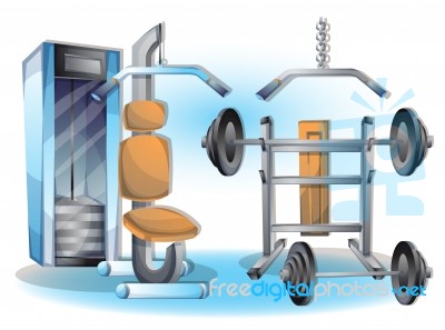 Cartoon  Illustration Interior Fitness Room With Separated Layers Stock Image