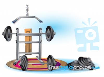 Cartoon  Illustration Interior Fitness Room With Separated Layers Stock Image