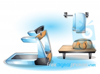 Cartoon  Illustration Interior Fitness Room With Separated Layers Stock Image