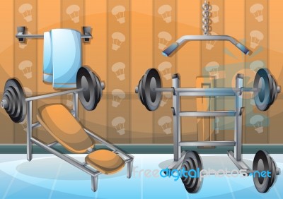 Cartoon  Illustration Interior Fitness Room With Separated Layers Stock Image