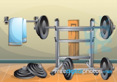 Cartoon  Illustration Interior Fitness Room With Separated Layers Stock Image