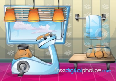 Cartoon  Illustration Interior Fitness Room With Separated Layers Stock Image