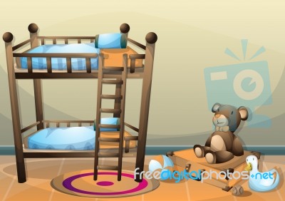 Cartoon  Illustration Interior Kid Room With Separated Layers Stock Image