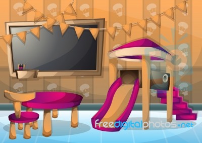 Cartoon  Illustration Interior Kid Room With Separated Layers Stock Image