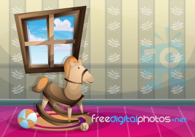 Cartoon  Illustration Interior Kid Room With Separated Layers Stock Image