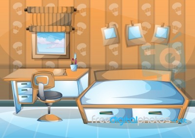 Cartoon  Illustration Interior Kid Room With Separated Layers Stock Image