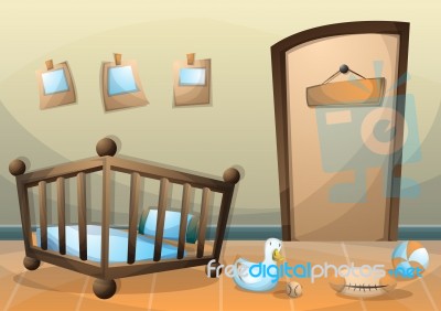 Cartoon  Illustration Interior Kid Room With Separated Layers Stock Image