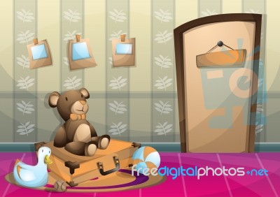 Cartoon  Illustration Interior Kid Room With Separated Layers Stock Image