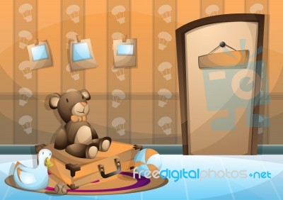 Cartoon  Illustration Interior Kid Room With Separated Layers Stock Image