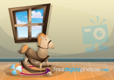 Cartoon  Illustration Interior Kid Room With Separated Layers Stock Image