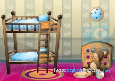 Cartoon  Illustration Interior Kid Room With Separated Layers Stock Image