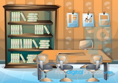 Cartoon  Illustration Interior Library Room With Separated Layers Stock Image