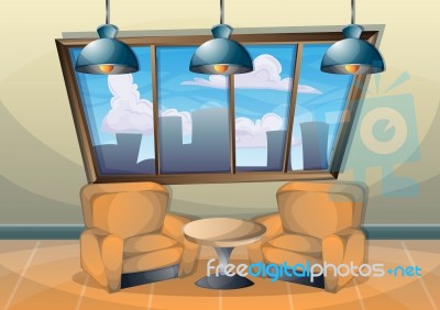 Cartoon  Illustration Interior Living Room Stock Image