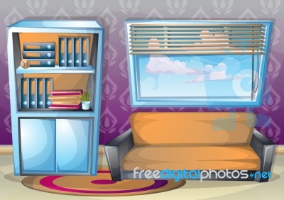 Cartoon  Illustration Interior Living Room Stock Image