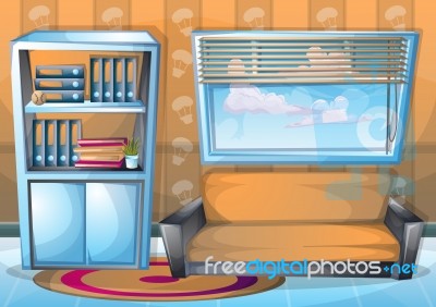 Cartoon  Illustration Interior Living Room Stock Image