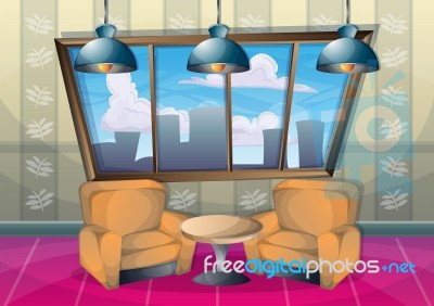 Cartoon  Illustration Interior Living Room Stock Image