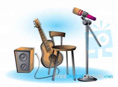 Cartoon  Illustration Interior Music Room With Separated Layers Stock Image