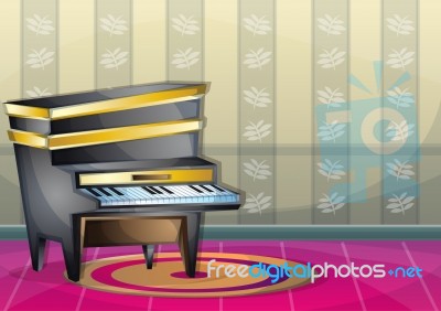 Cartoon  Illustration Interior Music Room With Separated Layers Stock Image