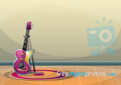 Cartoon  Illustration Interior Music Room With Separated Layers Stock Image