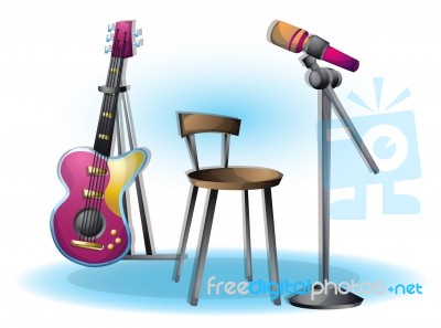 Cartoon  Illustration Interior Music Room With Separated Layers Stock Image