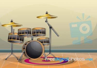 Cartoon  Illustration Interior Music Room With Separated Layers Stock Image