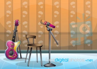 Cartoon  Illustration Interior Music Room With Separated Layers Stock Image