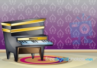 Cartoon  Illustration Interior Music Room With Separated Layers Stock Image