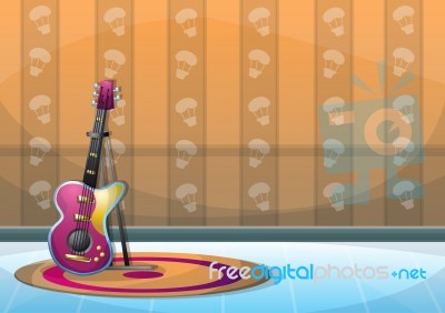 Cartoon  Illustration Interior Music Room With Separated Layers Stock Image