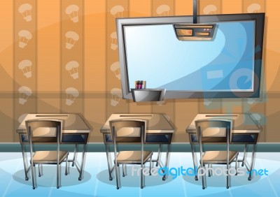 Cartoon  Illustration Interior Office Room Stock Image