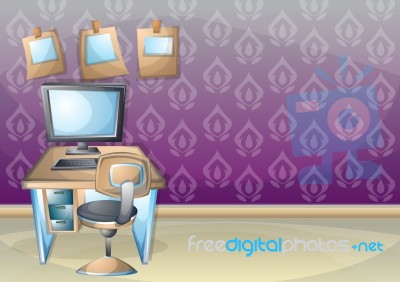 Cartoon  Illustration Interior Office Room Stock Image