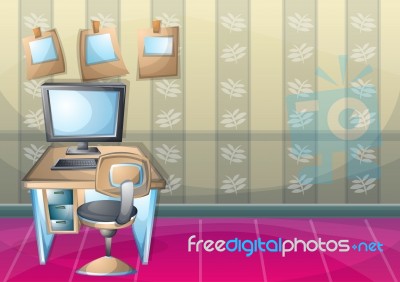 Cartoon  Illustration Interior Office Room Stock Image