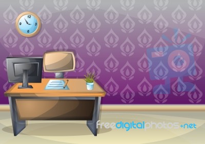 Cartoon  Illustration Interior Office Room Stock Image