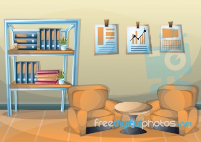 Cartoon  Illustration Interior Office Room With Separated Layers… Stock Image