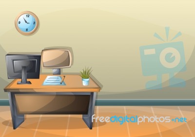 Cartoon  Illustration Interior Office Room With Separated Layers… Stock Image